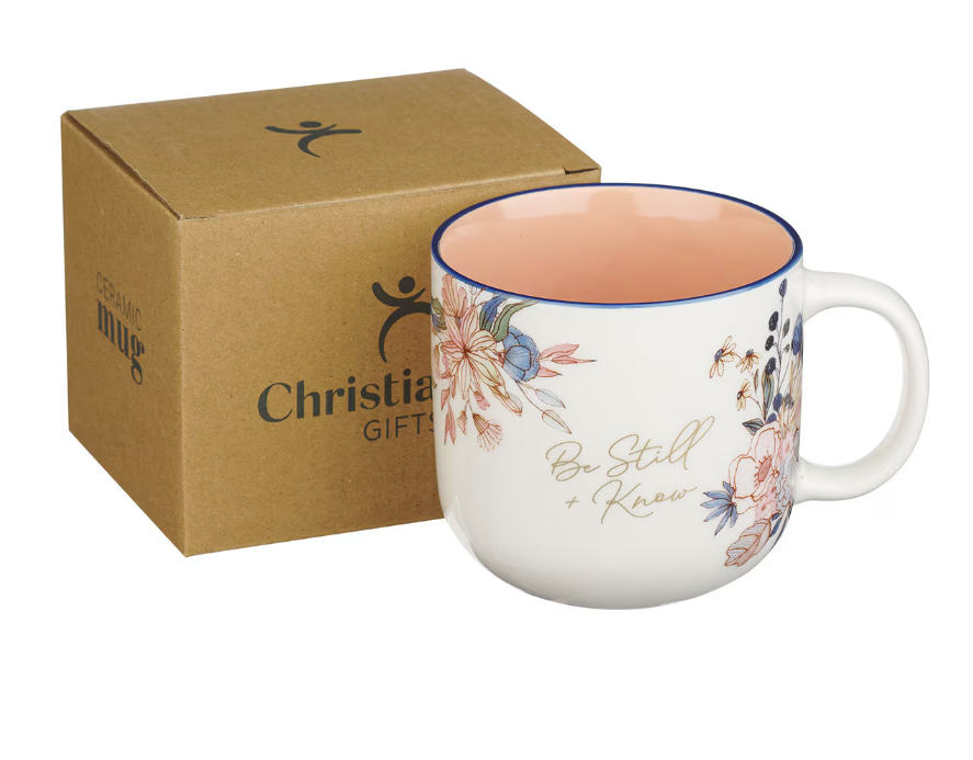 Be Still and Know Peach Blossom Ceramic Coffee Mug - Psalm 46:10