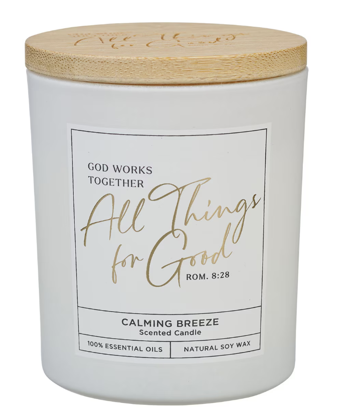 All Things For Good Calming Breeze Candle in a Glass Jar - Romans 8:28