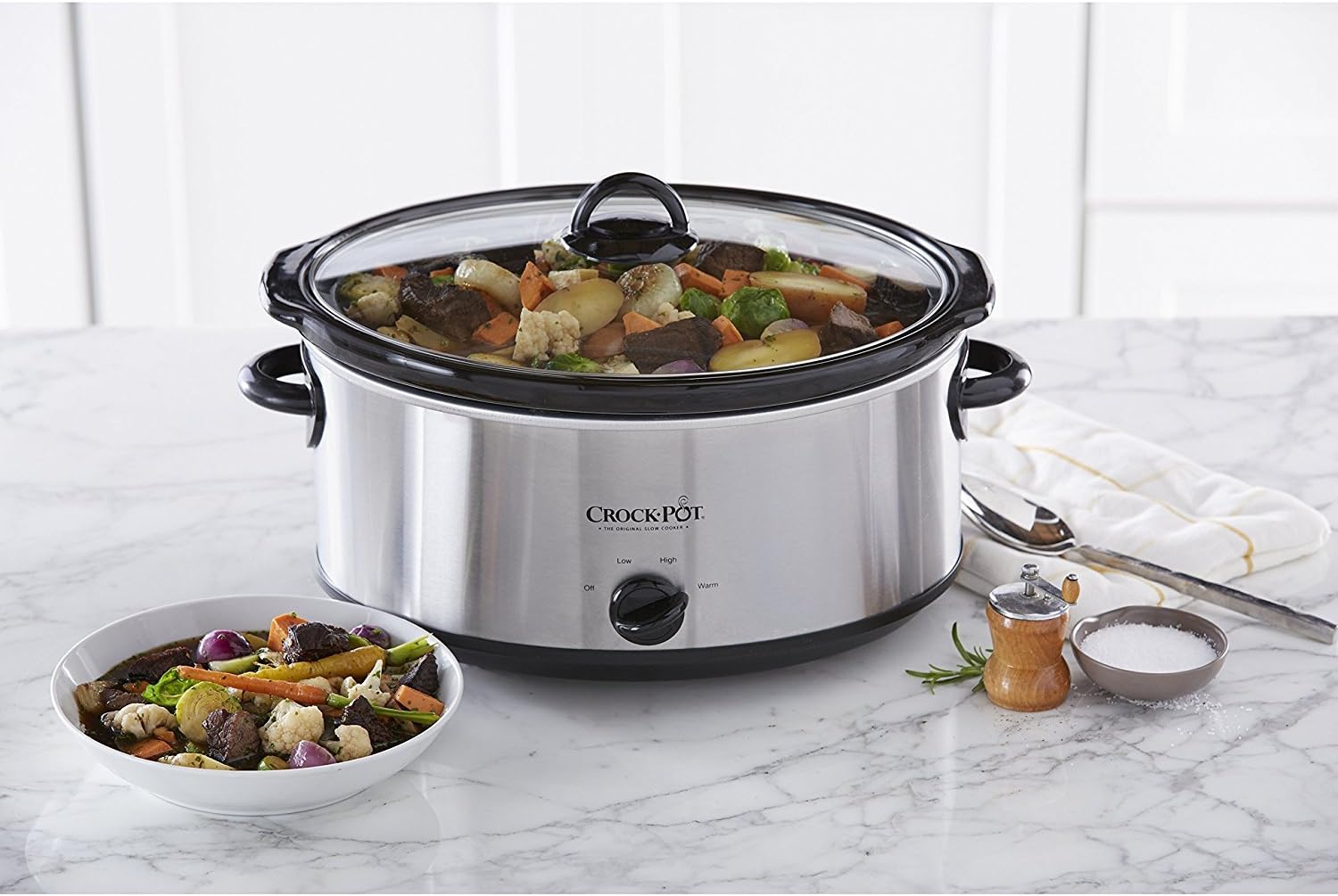 Crock-Pot 7 Quart Oval Manual Slow Cooker, Stainless Steel (SCV700-S-BR)