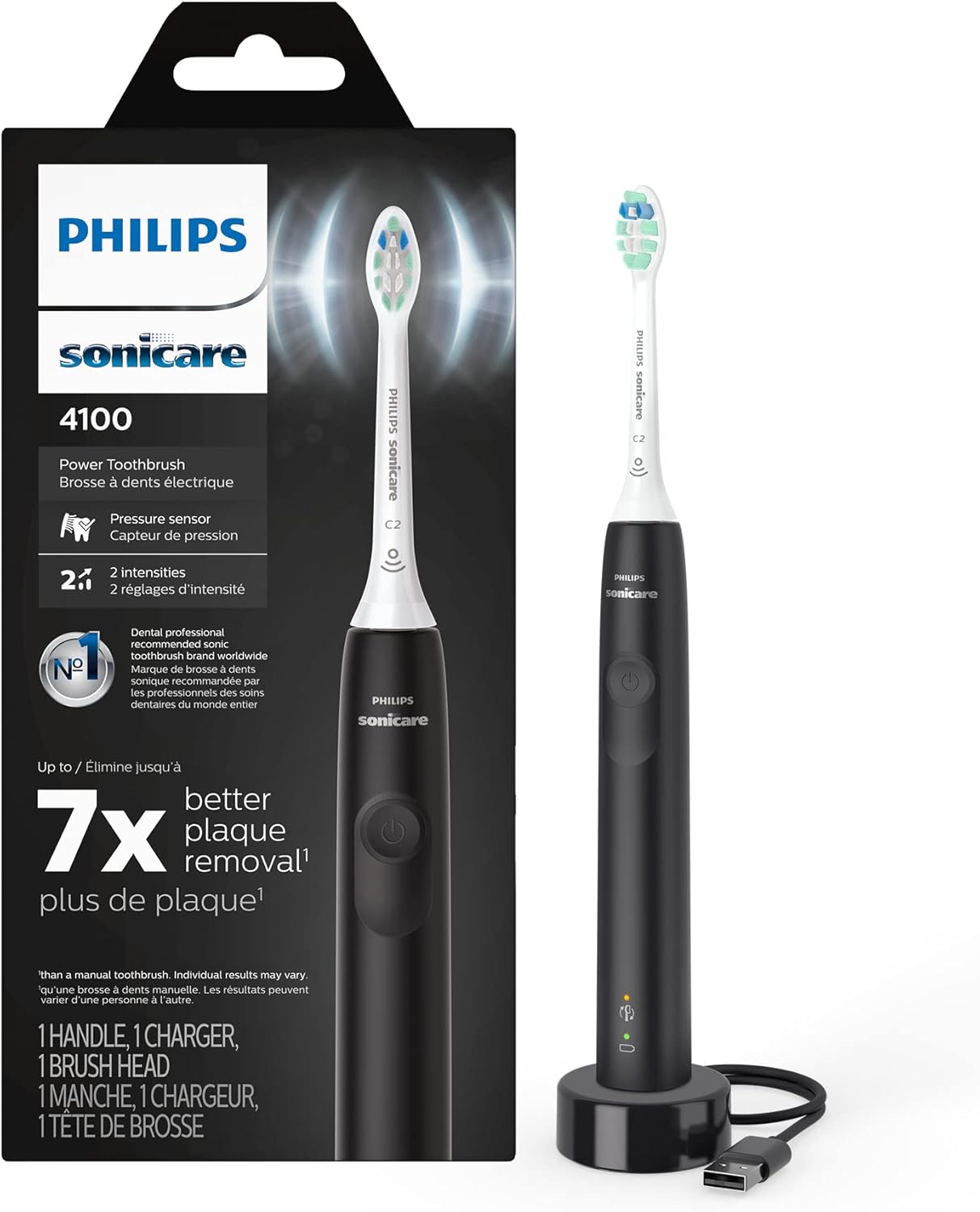 Philips Sonicare 4100 Rechargeable Electric Toothbrush, with Pressure Sensor
