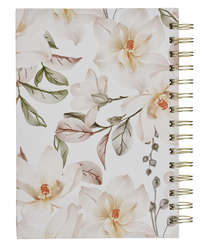 All Things for Good White Magnolia Spiral Journal - Romans 8:28