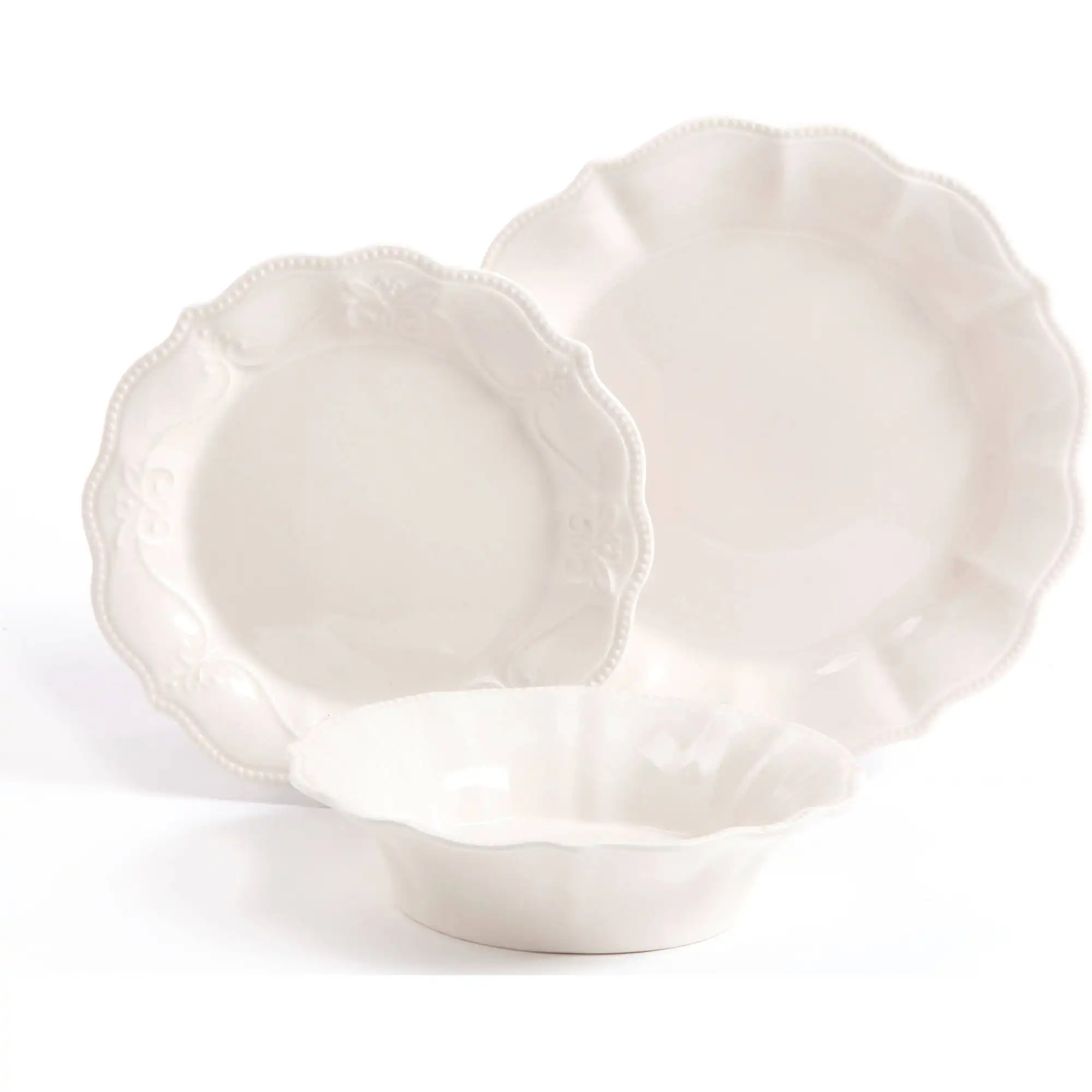 Scalloped Dinnerware Set, White