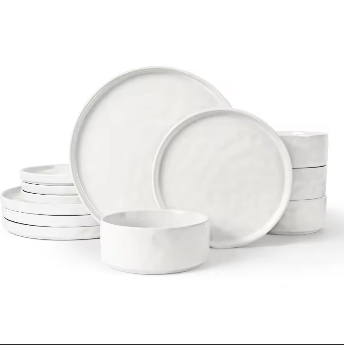 🍽️ White Stoneware Dinnerware Set – Modern Minimalist Collection