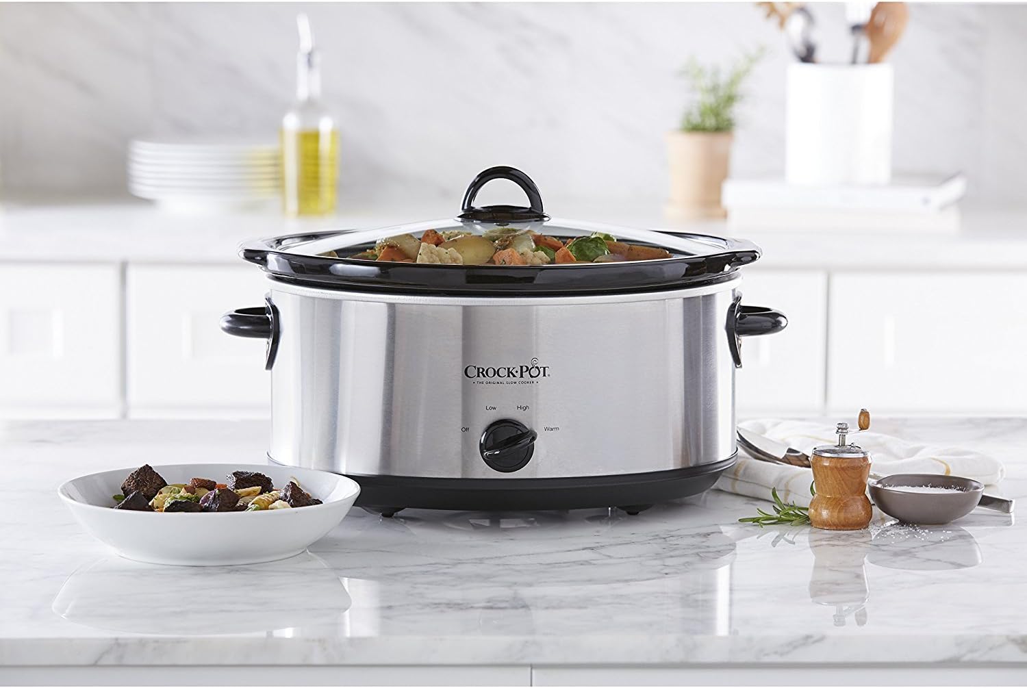 Crock-Pot 7 Quart Oval Manual Slow Cooker, Stainless Steel (SCV700-S-BR)