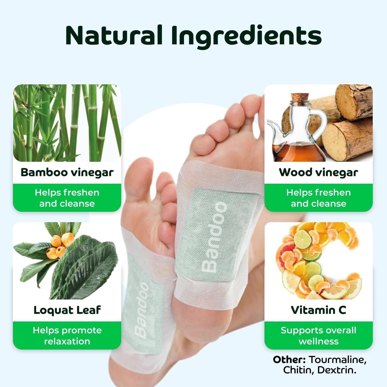 Bandoo Original Deep Cleansing Foot Pads, Premium Natural Bamboo 