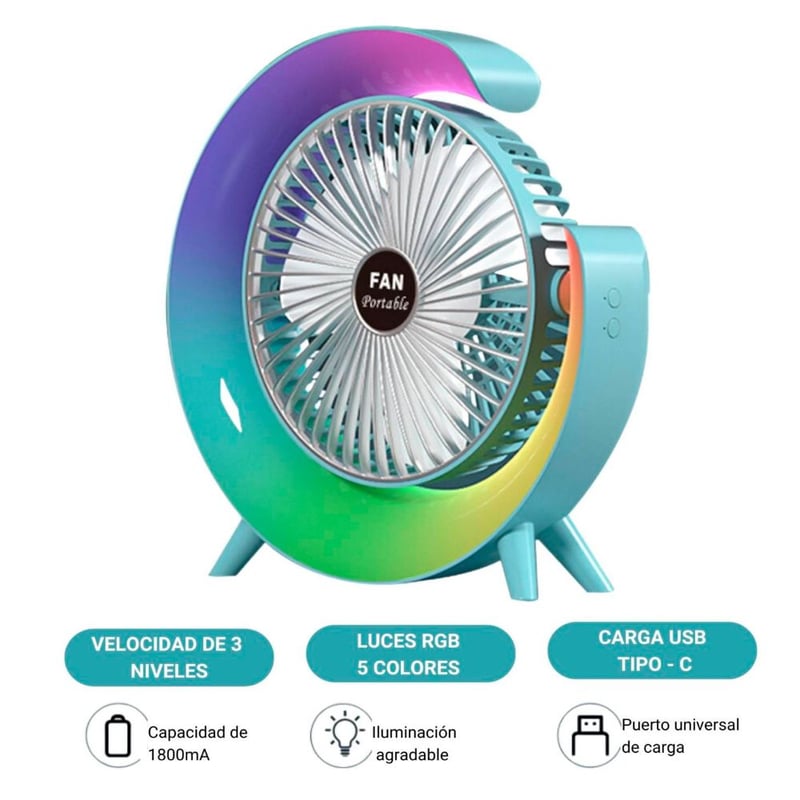 VENTILADOR RGB MULTICOLOR - PORTÁTIL USB