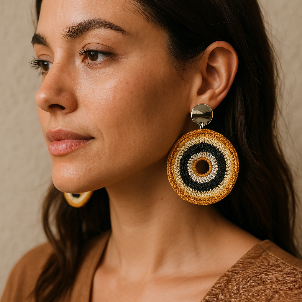 Pendientes artesanales circulares 