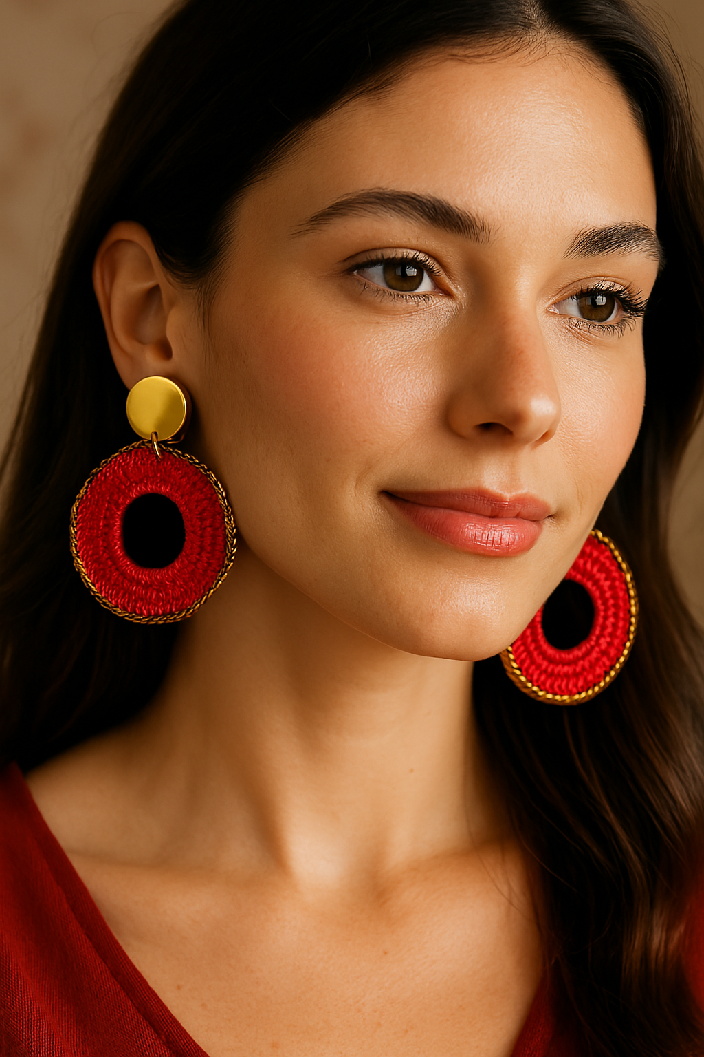 Pendientes artesanales rojos