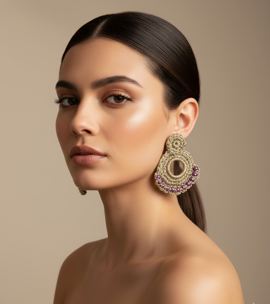 Pendientes artesanales tejidos