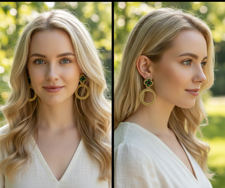 Pendientes de aro con detalle de trébol