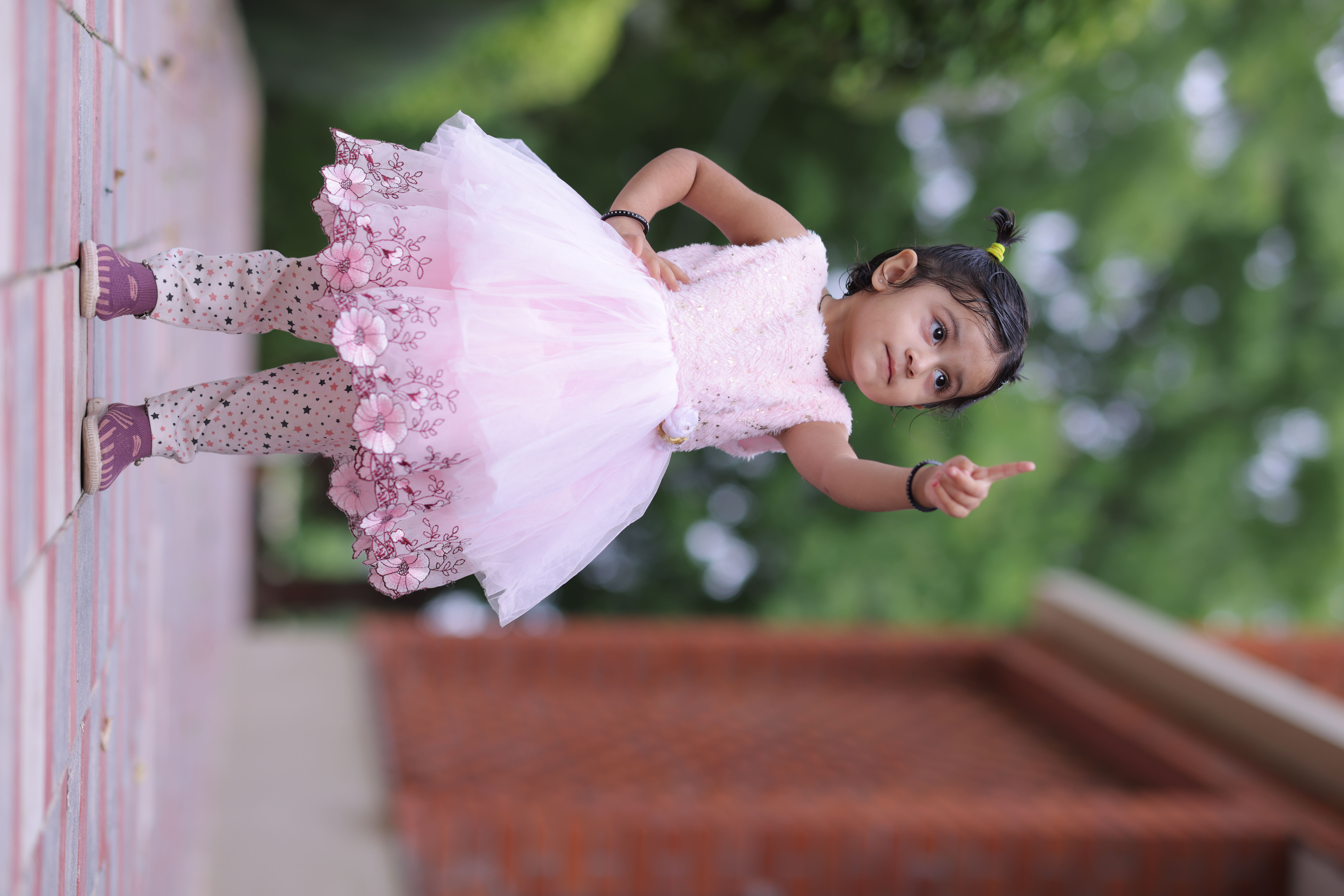 Pink Floral Embroidered Toddler Dress