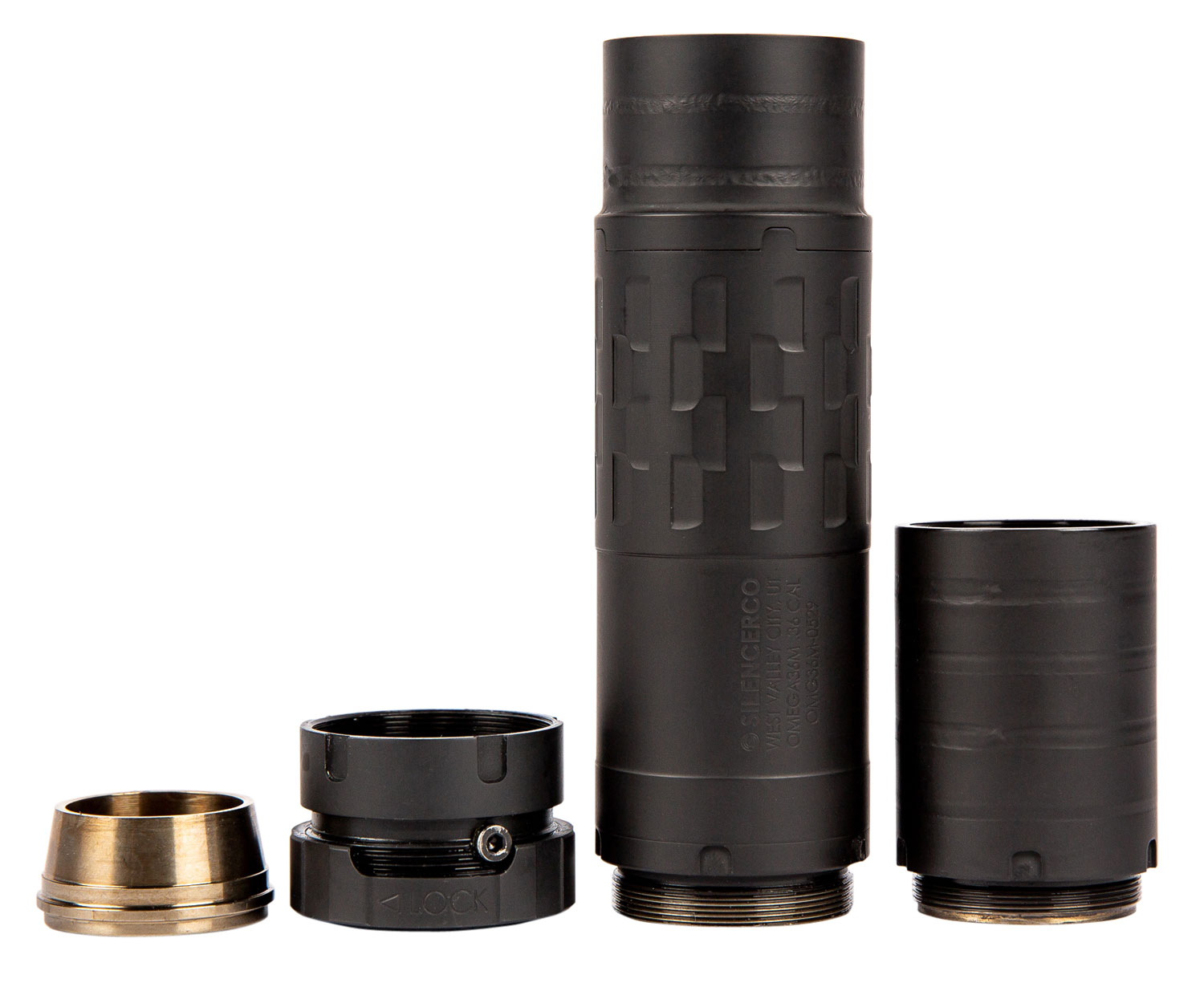 SilencerCo SU4735 Omega 36M 36 Cal 1.57" Diameter Black Cerakote Titanium/Stainless Steel