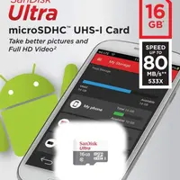 SANDISK MicroSD 16GB / ultra / 80MB/s / original / garansi 5 tahun