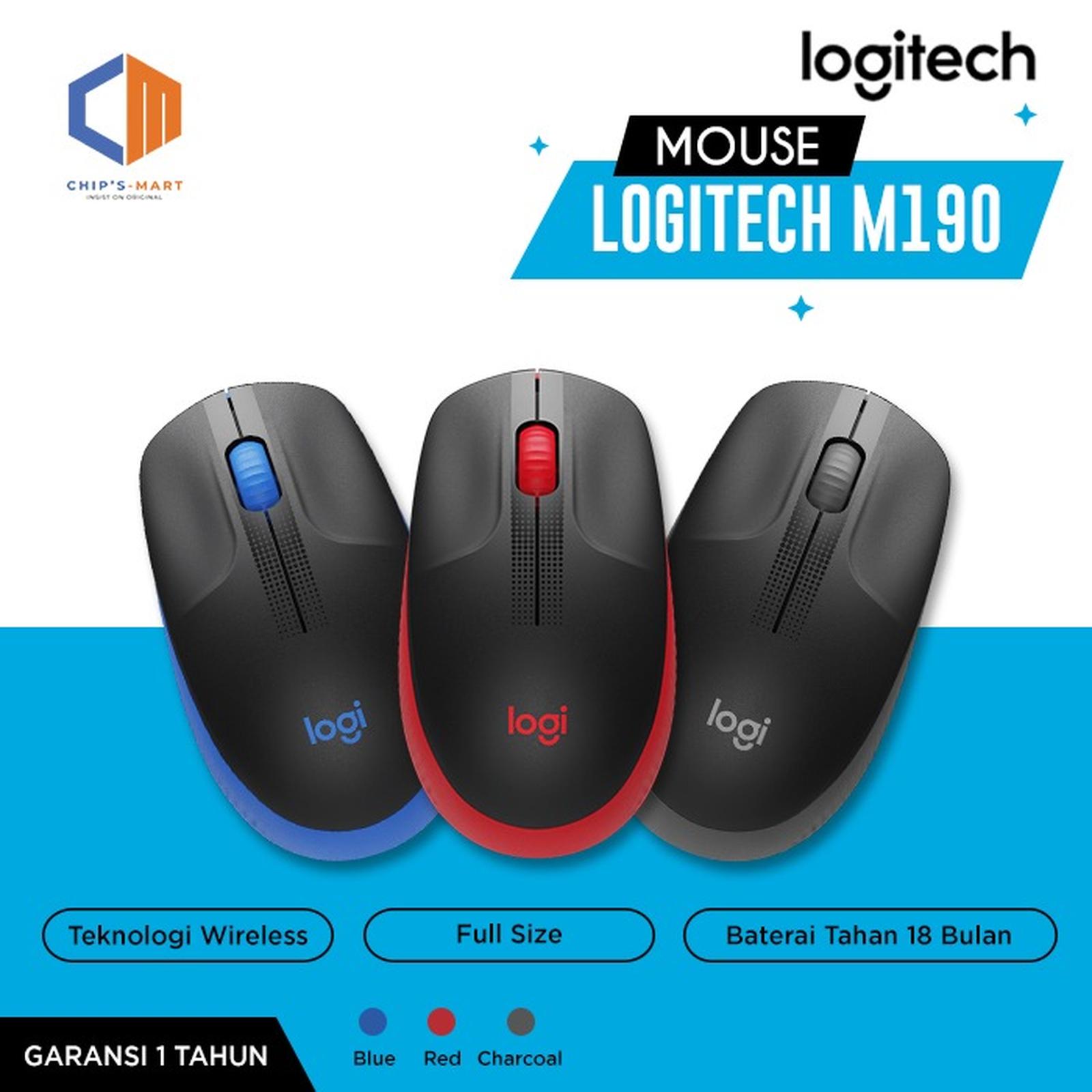 Logitech M190 Mouse Wireless / Full Size / Original / Garansi 1 Tahun
