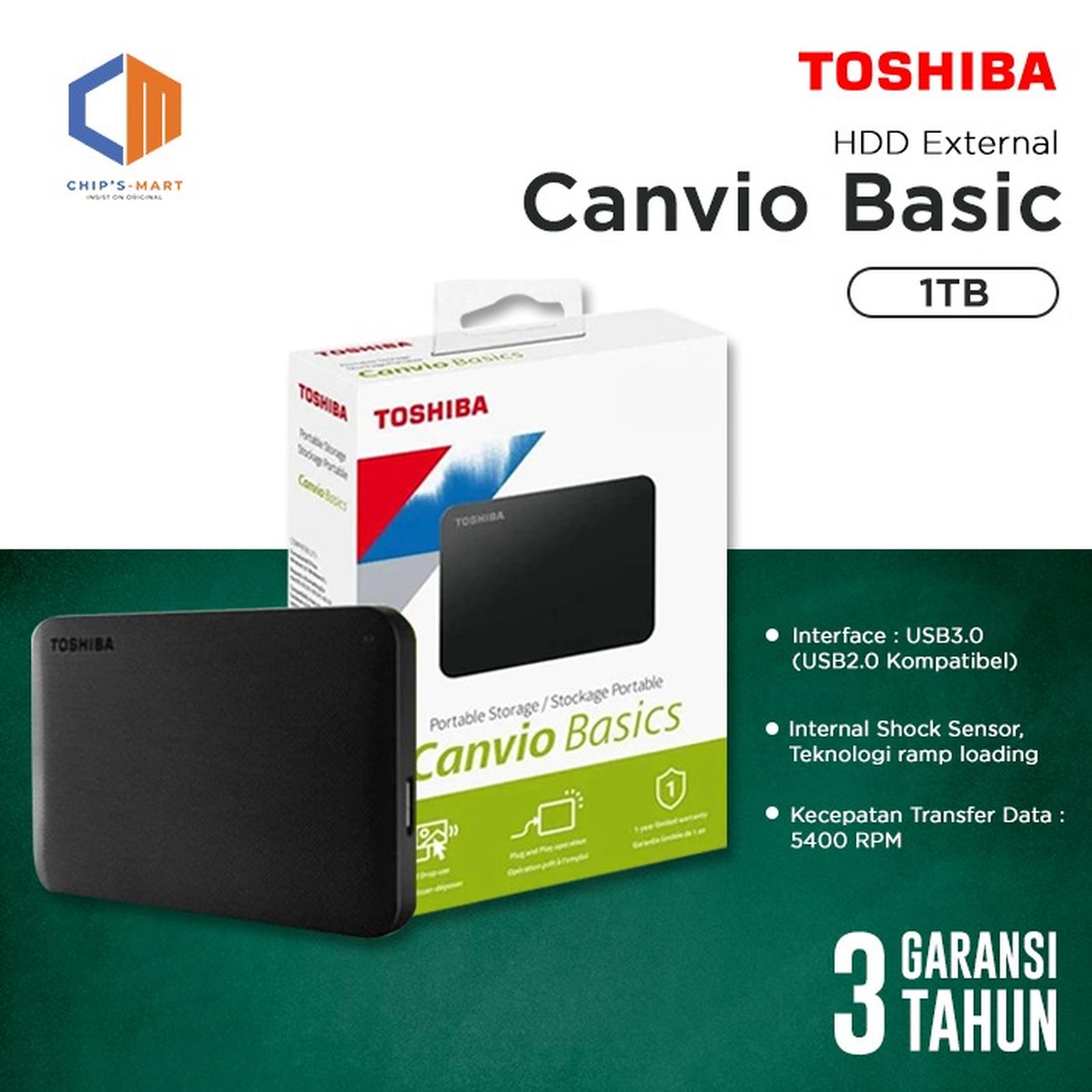 HARDISK EXTERNAL 1TB TOSHIBA CANVIO - 100% Original Garansi Resmi
