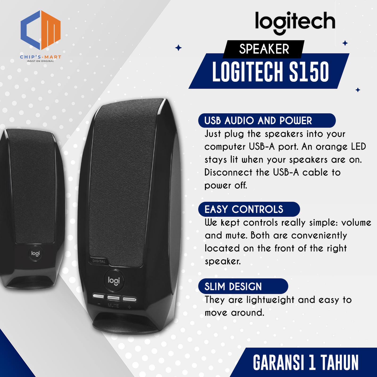 Logitech S150 Speaker Stereo USB - Garansi 1 Tahun - Ringkas untuk Laptop atau PC