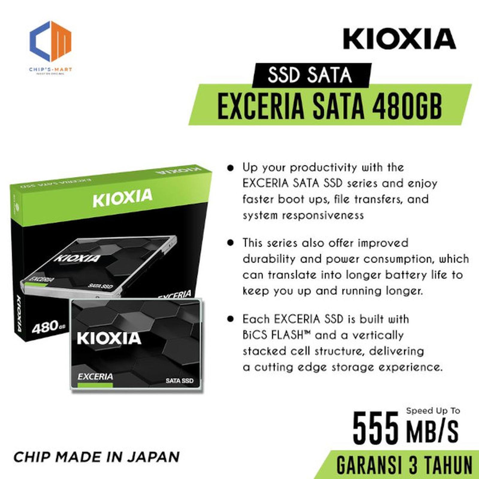 KIOXIA EXCERIA SATA SSD 480GB / Read 555MB/s Write 540MB/s / Garansi Resmi 3 Tahun