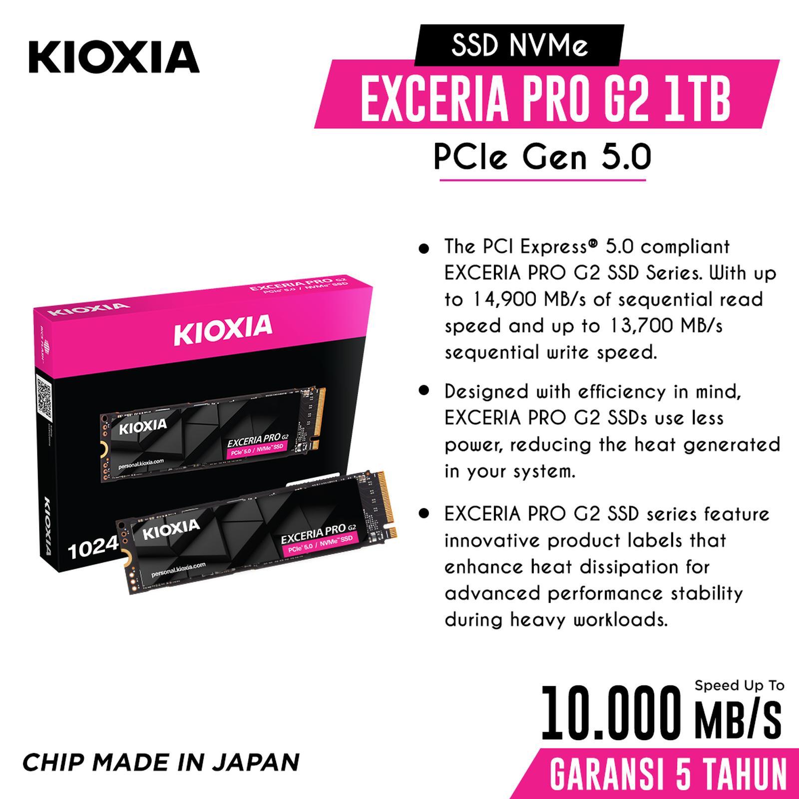 KIOXIA EXCERIA PRO NVMe SSD 1TB / Storage for Laptop atau PC / PCle Gen5 SSD