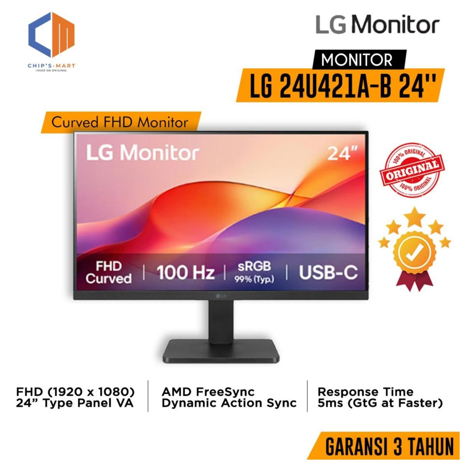 LG 24U421A-B 24'' Curved FHD Monitor with USB-C 100Hz Garansi 3 Tahun