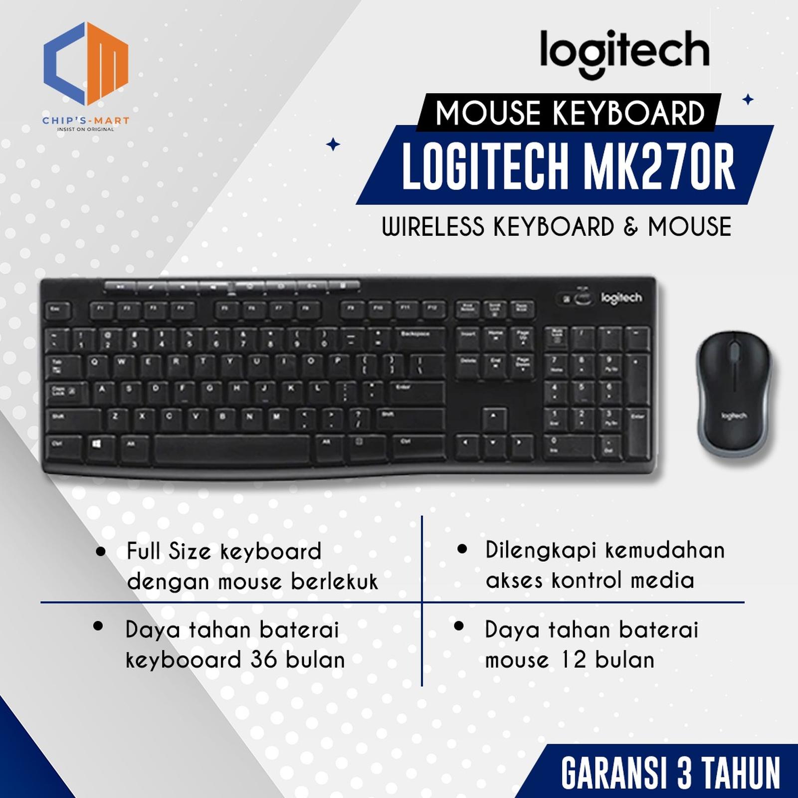LOGITECH MK270R Mouse Keyboard Wireless full size 100% original