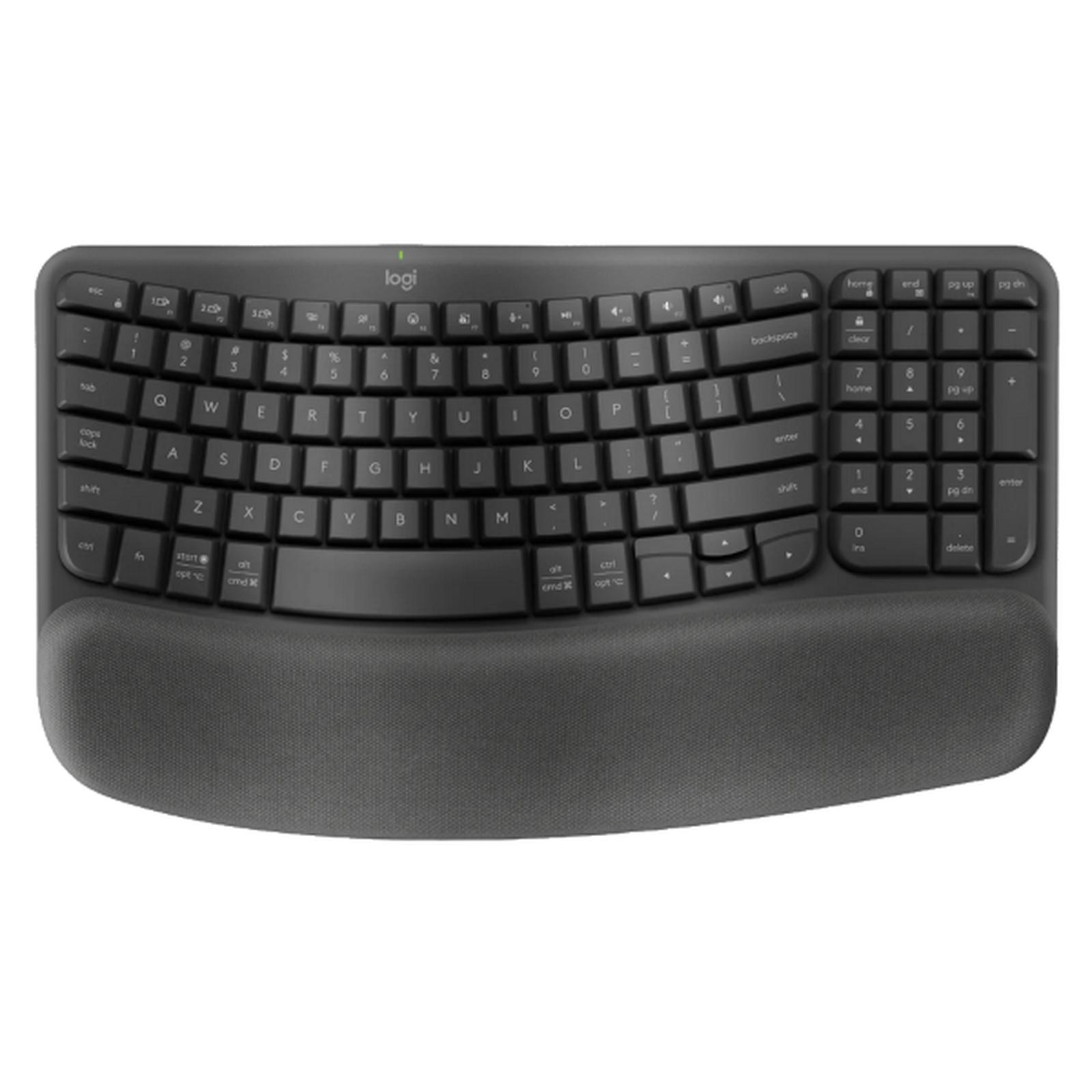 Logitech Wave Keys Keyboard Ergonomic Wireless Bluetooth dan Palm Rest