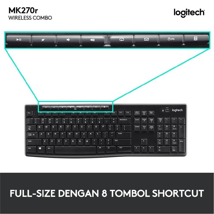 LOGITECH MK270R Mouse Keyboard Wireless full size 100% original