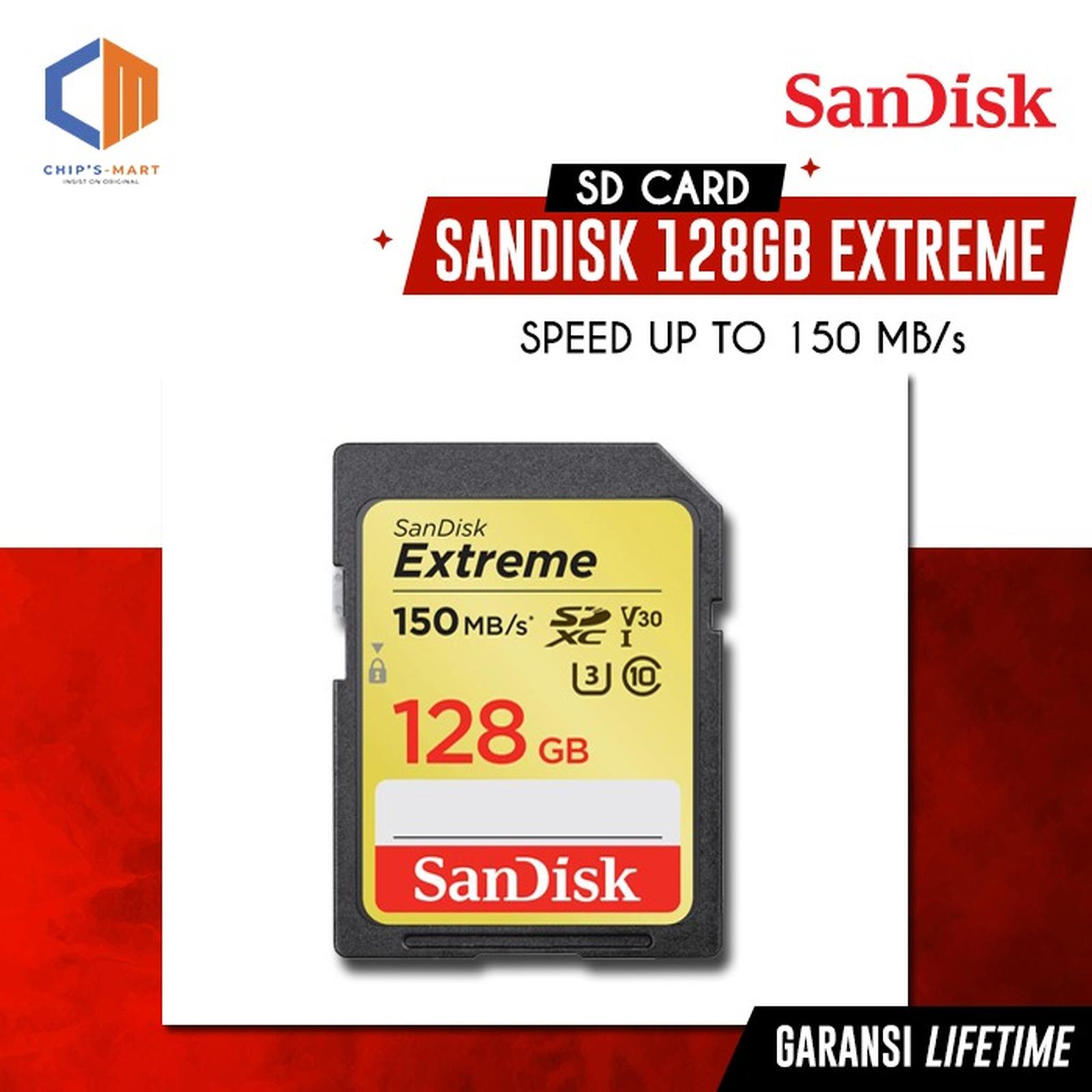 SANDISK SD CARD 128GB EXTREME SPEED UPTO 150 MB/s