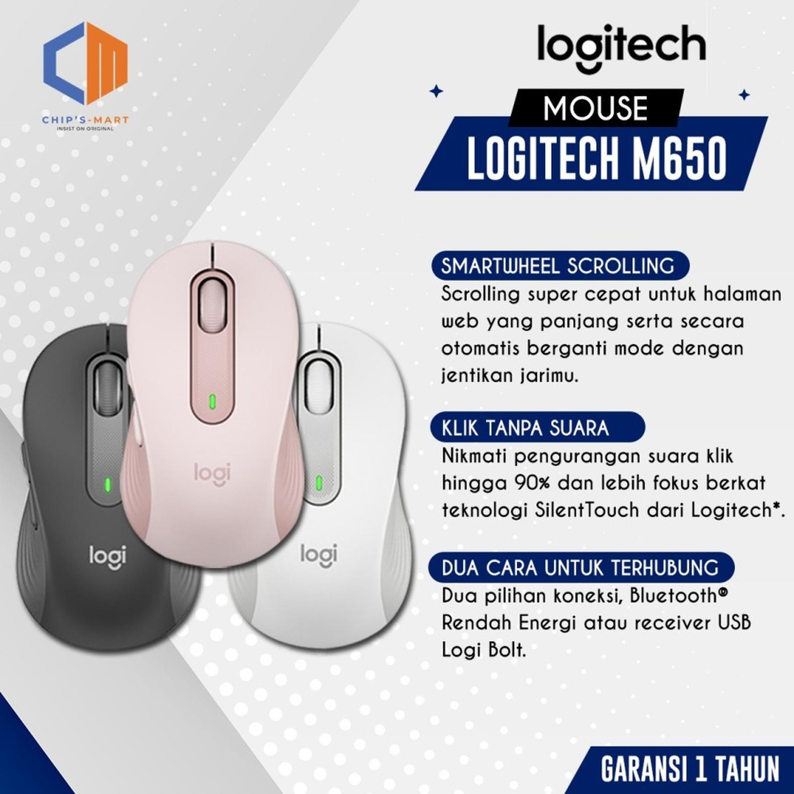 Logitech Signature M650 Mouse Wireless Bluetooth Silent - Garansi 1 Th