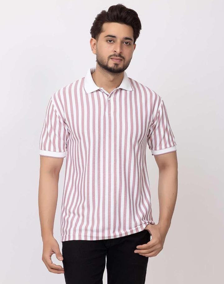 Men's striped short sleeve shirt