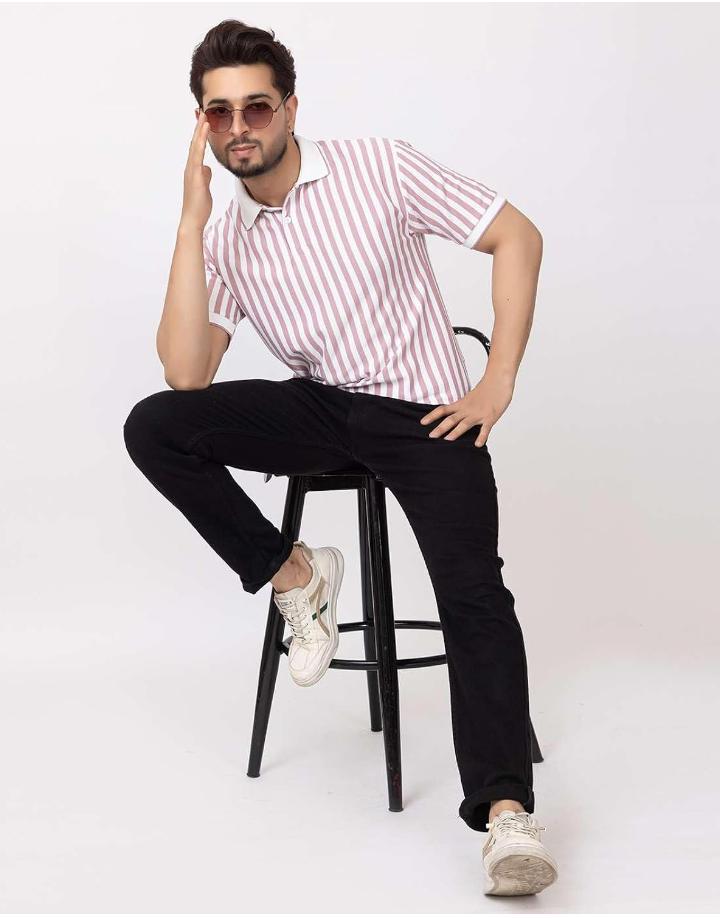 Men's striped short sleeve shirt