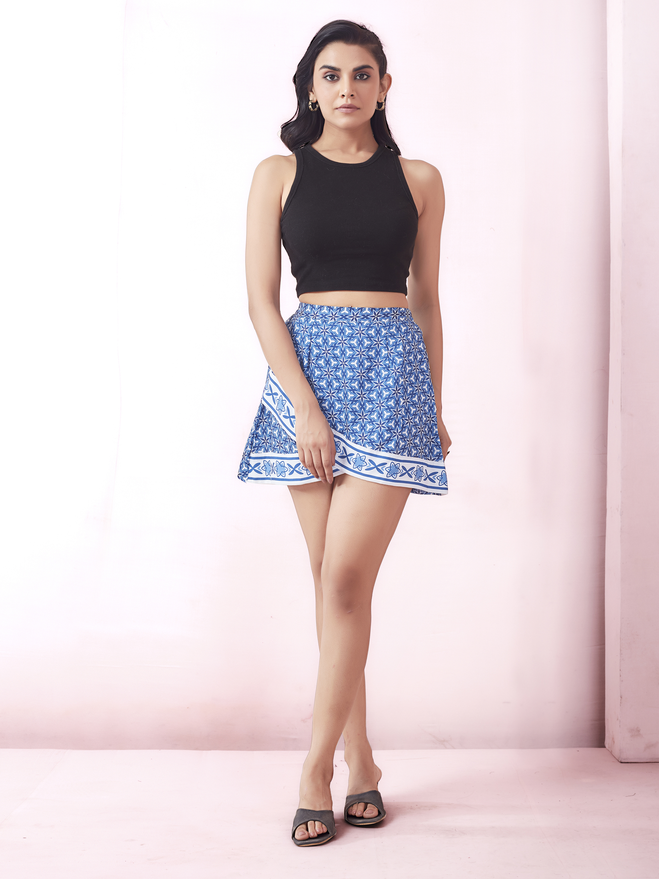 Wrap Style Moroccan Printed Skirt