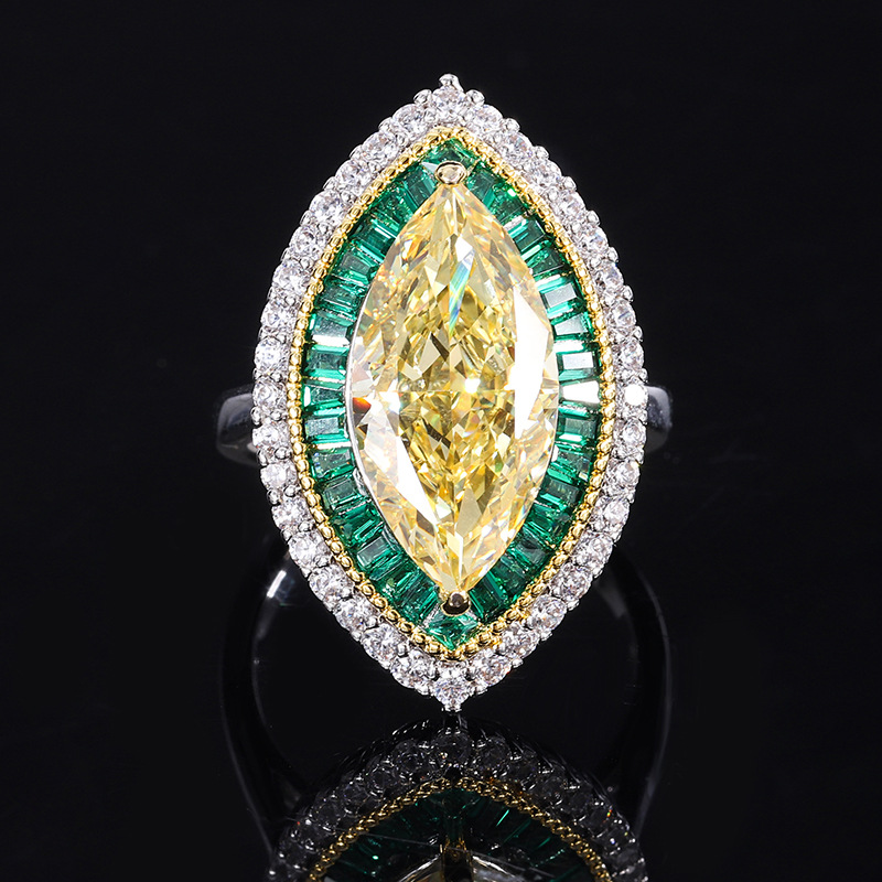 Sterling Silver S925 High-Carbon Diamond Ring for women