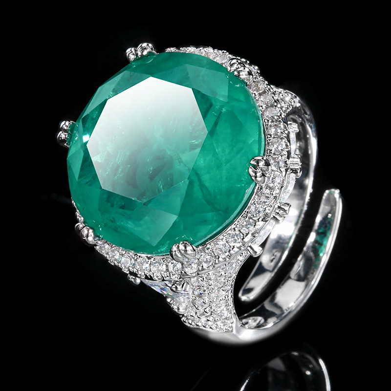 Artificial Blue Spinel Round Vintage Light Luxury Ring