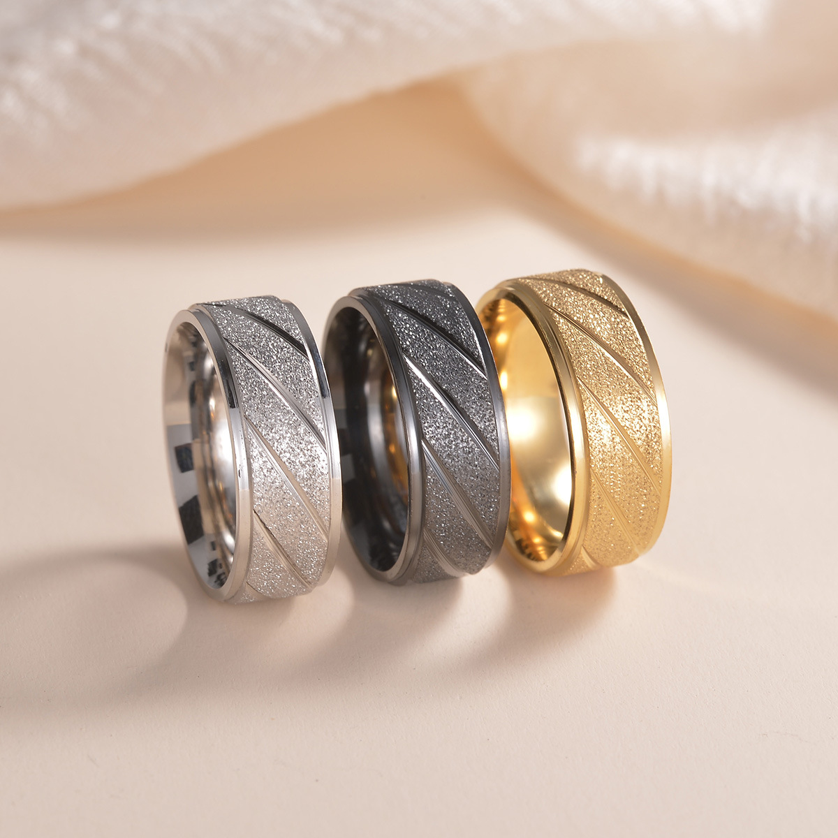 Elegant gold ring with a unique textured design men's Ring