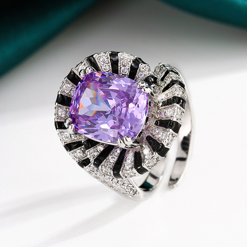 Luxury Elegent Creative Ring with Imitation Paraiba Green Corundum, Red Corundum & Blue Spinel Dried Rose Design