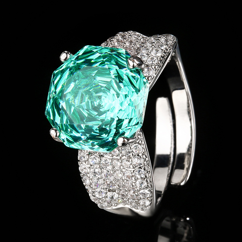 Gradient Color Elegant Crystal Statement Ring