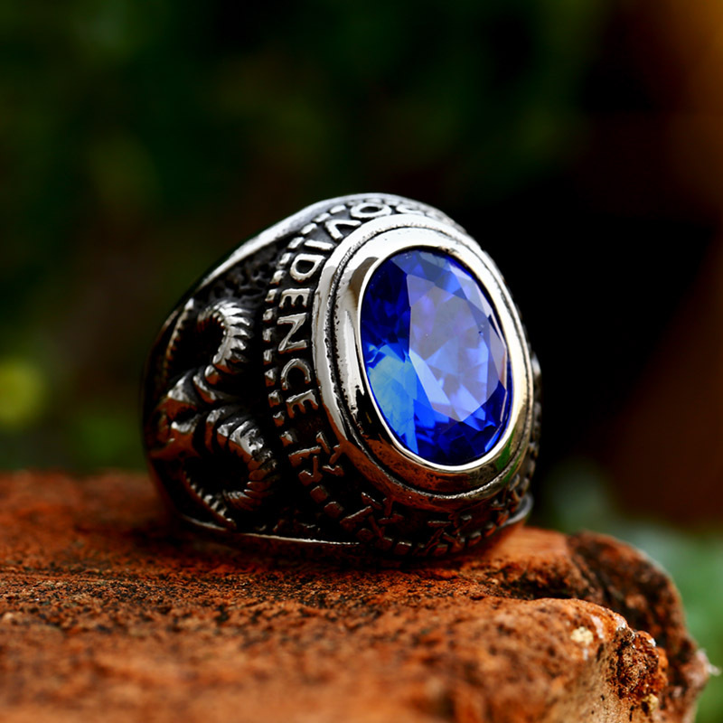 Men's Silver Ring with Black Gemstone