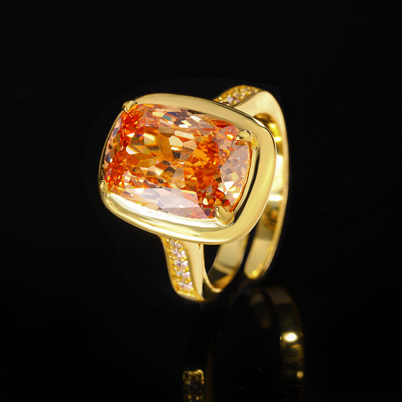 Luxury fashion Gold ring with blue red organge purple gemstone