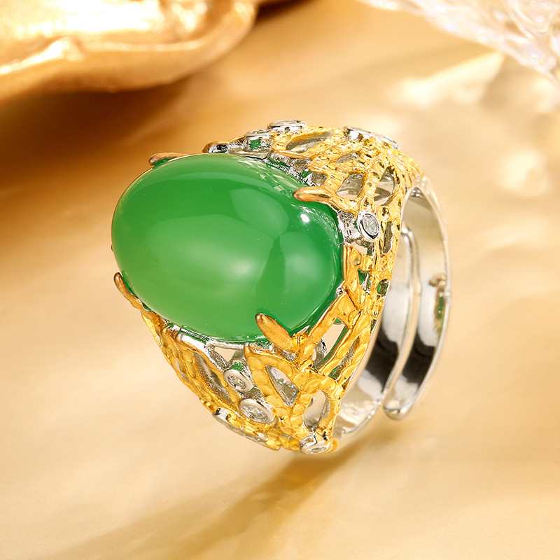 Luxury Plain Red Corundum Oval Hollow-out Ring for women