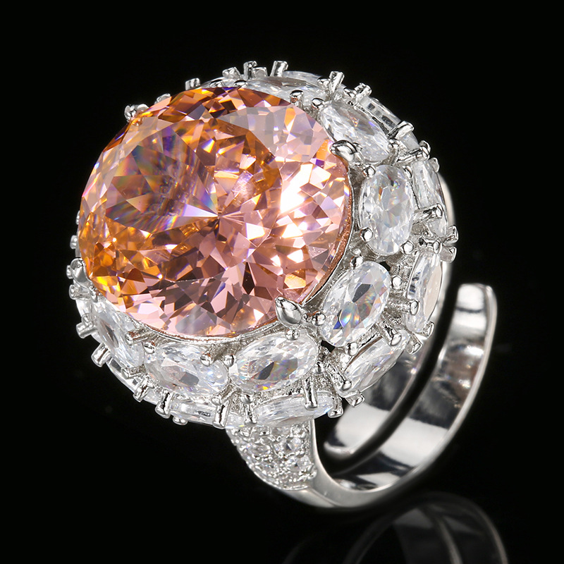 Copper-Based Gold-Plated Simulated Bird's Nest-Cut Egg-Shaped Vintage Ring