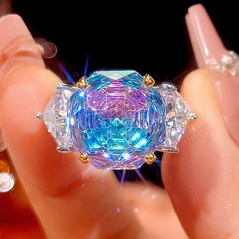 Elegant Blue Crystal Ring