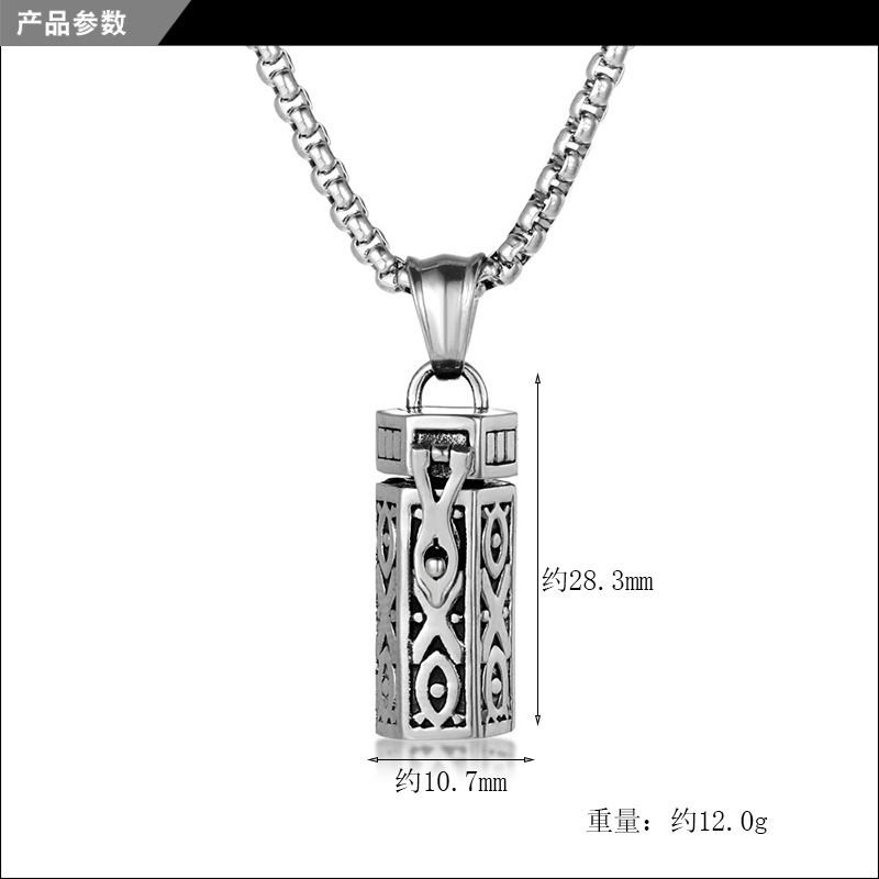 Aromatherapy Essential Oil Necklace, Retro Perfume Bottle Style Hollow Pendant 