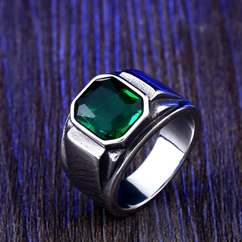 Fashion Gemstone stainless steel Ring for men
