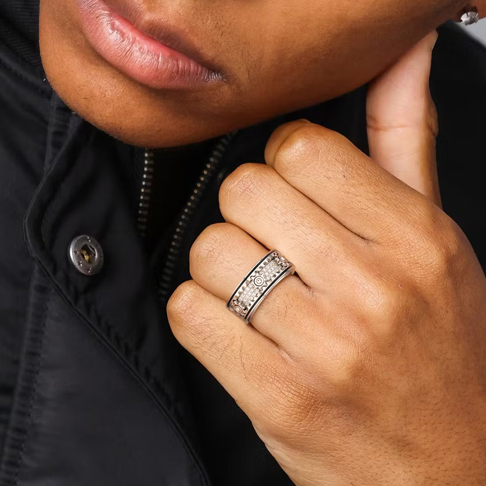 Sterling Silver Stylish Rotatable men's Ring