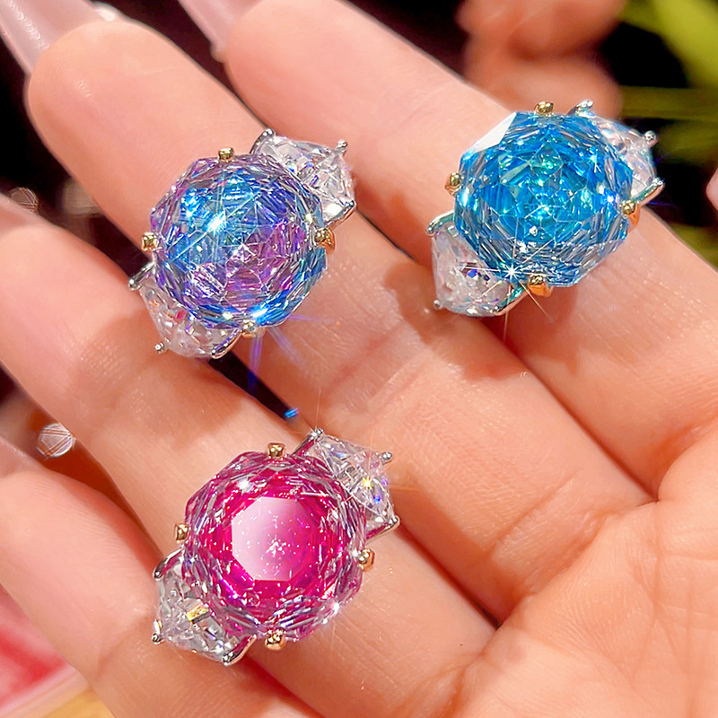 Elegant Blue Crystal Ring