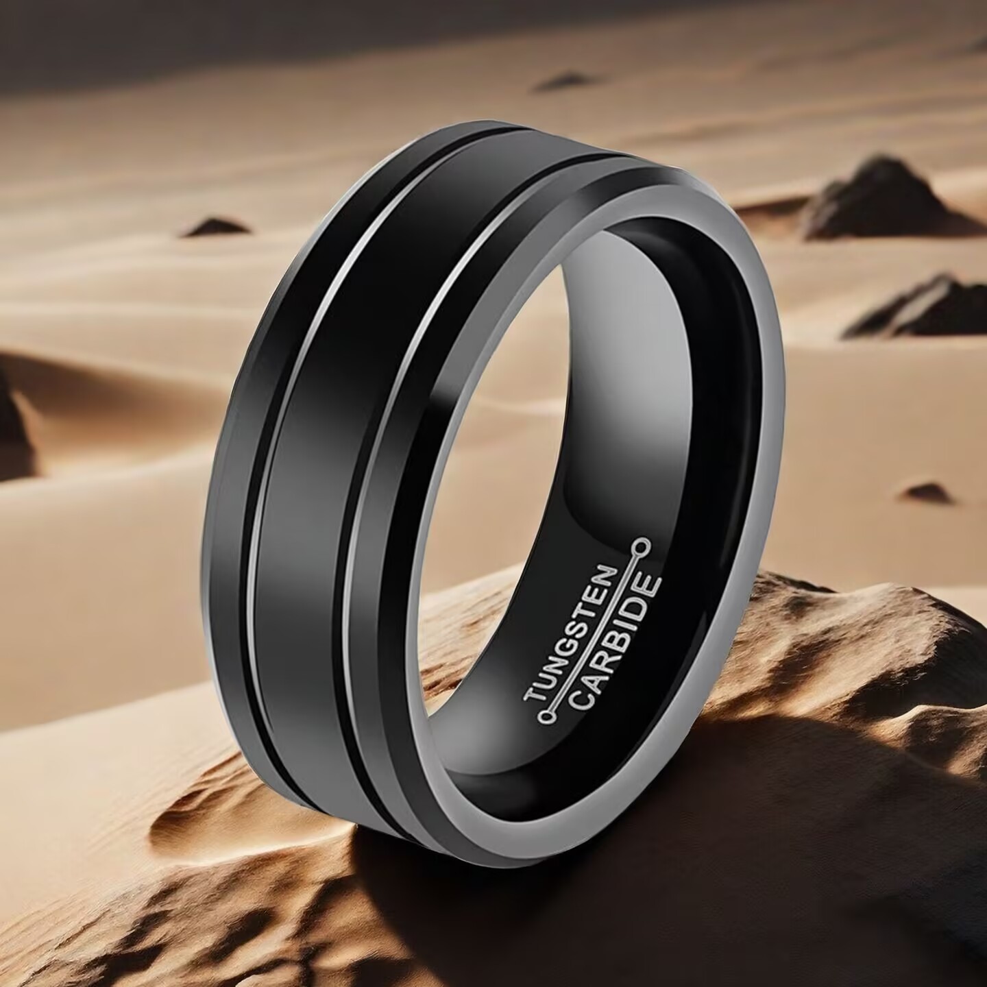 Black Durable and stylish men's wedding band Ring