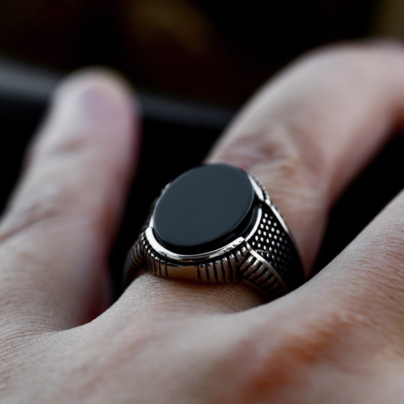Men's Black Onyx Stone Ring