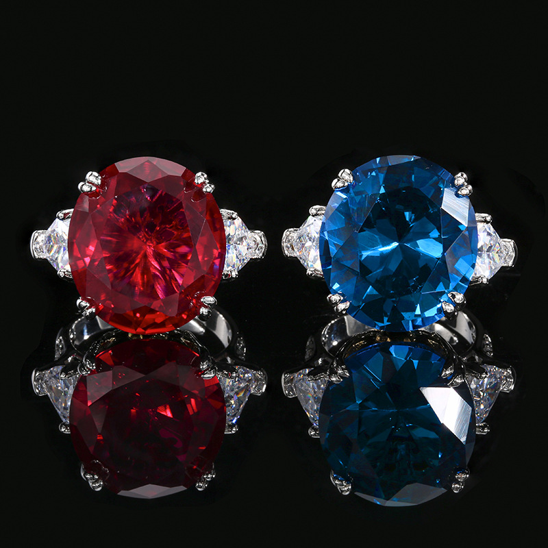 Simulated Ruby and Blue Spinel Vintage Ring