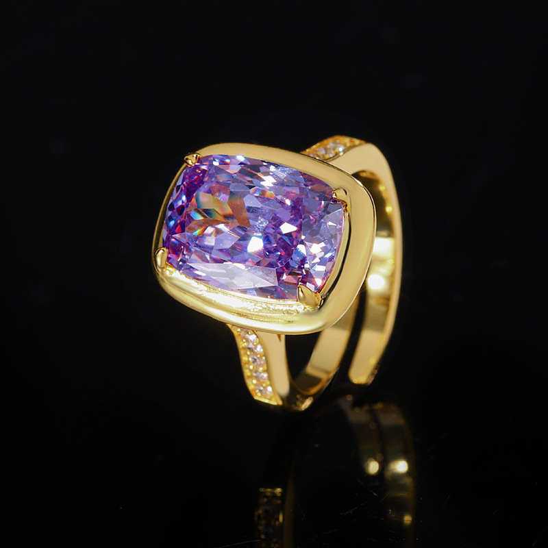 Luxury fashion Gold ring with blue red organge purple gemstone