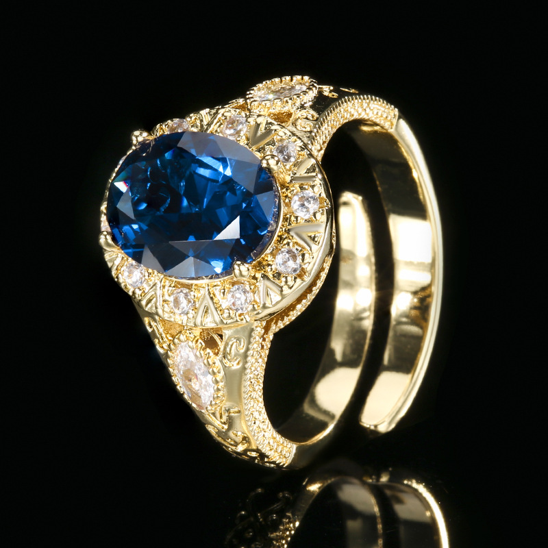 Luxury Red Corundum Blue Spinel Green Nanocrystal Gemstone Rings